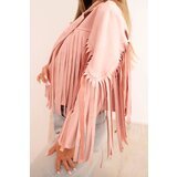 Kesi Włoski Women's suede fringed jacket dark powder pink | Shoptok.si
