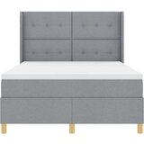 Box Spring postelja z vzmetnico in LED svetlobo svetlo siva 160x200 cm tkanina, (22049893) | Shoptok.si
