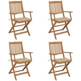 Maison Chic Zložljivi Vrtni Stoli - Stol za vrti 4 kosi z blazinami trden akacijev les JS2924, (21875699) | Shoptok.si