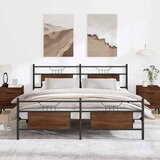 vidaXL Kovinski posteljni okvir brez vzmetnice rjavi hrast 180x200 cm | Shoptok.si
