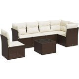 vidaXL 7-dijelni set vrtnih sofa od poliratana s jastucima smeđi | shoptok.hr