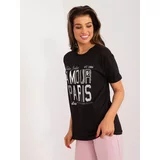 Fashion Hunters Black T-shirt with lettering and appliqués