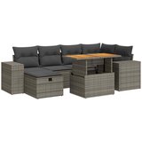 Maison Chic Seti vrtnega pohištva - Vrtna garnitura - Vrtni pohištvo set z blazinami 8-delna siv ratan/akacija, (21807763) | Shoptok.si