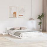 vidaXL Postelji okvir z mizicami ob postelji Bela 150x200cm iz trdega lesa | Shoptok.si