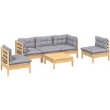  Vrtna sedežna garnitura 6-delna s sivimi blazinami borovina, (20673697) | Shoptok.si