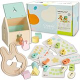 Classic World Pastel drveni set prvih edukativnih igračaka, 25 dijelova, 12–18 mjeseci | shoptok.hr
