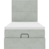 vidaXL Otomanski posteljni okvir z vzmetnicami siv 90x200cm žamet | Shoptok.si