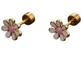  Naušnica Flower - Zlatna / Bijela KP21748 Cene