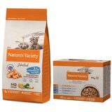 Nature's Variety 7kg Nature's Variety + 12x 85g Bites u umaku Mix po sniženoj cijeni! - Selected norveški losos + 12 x 85 g Mješovito pakiranje (4 vrste) Cijene