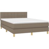  box spring s madracem LED smeđesivi 140x190 cm tkanina | shoptok.hr