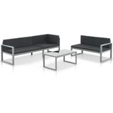 vidaXL 3-delna vrtna sedežna garnitura z blazinami aluminij črna | Shoptok.si