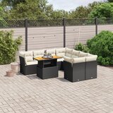 vidaXL 9-dijelni set vrtnih sofa s jastucima crni od poliratana | shoptok.hr