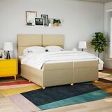  Krevet s oprugama i madracem krem 200 x 200 cm od tkanine | shoptok.hr