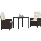 vidaXL 3-delni vrtni jedilni set z blazinami Rjava Poly Ratan | Shoptok.si