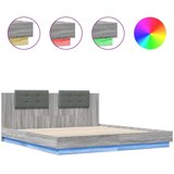 vidaXL Posteljni okvir z vzglavjem in LED siva sonoma 160x200 cm | Shoptok.si