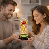 Eternal Rose In Glass Crystal Dome LED Lighting Red 21x11cm | Shoptok.si