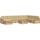  Set vanjskih sofa 9 kom. Bijela i bež Čvrsto drvo akacije | shoptok.hr