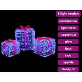 vidaXL Darilna škatla med 60 LED 3 pcs Modra 20 x 20 x 20 cm Akril | Shoptok.si