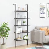 vidaXL 5-nadstropni prislonski regal črn 64x35x185 cm | Shoptok.si