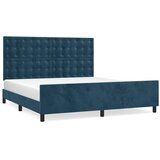  Okvir za krevet s uzglavljem tamnoplavi 180x200 cm baršunasti | shoptok.hr