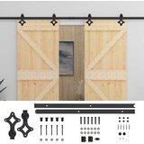  Klizna vrata 2 pcs Prirodna i crna Masivna borovina | shoptok.hr