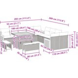 vidaXL 13-delni vrtni kavč set z blazinami bež poli ratan akacija | Shoptok.si
