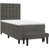 Box spring krevet s madracem tamnosivi 90x190 cm baršunasti | shoptok.hr