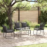 vidaXL Vrtni set za objed 3 pcs Crna, Antracit 113 x 69 x 83 cm | shoptok.hr