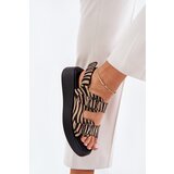Boto Women's Platform And Wedge Sandals With Buckles Zebra Beige-Black Genorre | Shoptok.si