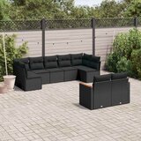  9-dijelni set vrtnih sofa s jastucima crni od poliratana | shoptok.hr