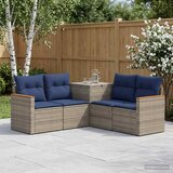  Set sofe 5 kom. Siva i tamnoplava Poli Rattan i čelik | shoptok.hr