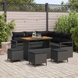  Sjedeća garnitura za vrt 9 kom. Crna poliratan 177 x 177 x 85 cm | Shoptok.si