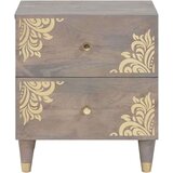 vidaXL Nočna omarica s predalom Siva 40 x 33 x 46 cm trden mangov les | Shoptok.si