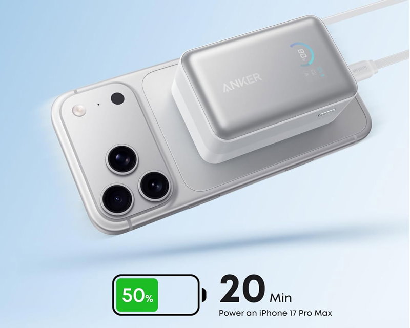 Anker Nano Power Bank 10000 mAh, 45W s ugrađenim USB-C kabelom, bijeli | shoptok.hr