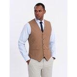 Ombre Men's suit vest without lapels - caramel | ePonuda.com