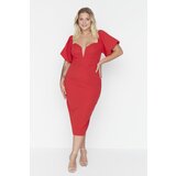 Trendyol Curve Red Strapless Balloon Sleeve Woven Dress Cijene