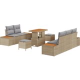  Set vrtnog kauča od 8 dijelova s jastučićima bež poli ratan akacija | shoptok.hr