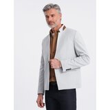 Ombre Men&#039;s melange rayon jacket with stand-up collar - grey melange cijene