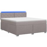  Krevet s box springom, madracem i LED-om Sivosmeđa 160 x 200 cm | shoptok.hr