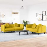  2-dijelni set sofa s jastucima žuti baršunasti Cijene