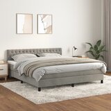vidaXL Box spring postelja z vzmetnico svetlo siva 180x200 cm žamet Cene