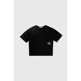 Calvin Klein Jeans Otroška bombažna kratka majica črna barva