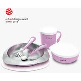 VIIDA Soufflé dječji set posuđa antibakterijski nehrđajući čelik, lavanda | shoptok.hr