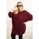 Kesi Włoski Women's Plus Size Sweater with Mohair Poncho burgundy Cijene