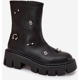 Boto Warm Women's Ankle Boots with Zipper and Decorations Black Thavira | Shoptok.si