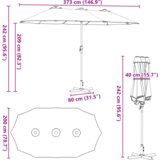  Vrtni suncobran Bordo crvena 380 x 196 x 235 cm | shoptok.hr
