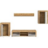 MID.YOU Dnevni Regal Jam, Bela, Barva Hrasta, 4-Delni | Shoptok.si