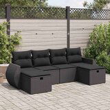 vidaXL 6-dijelni set vrtnih sofa s jastucima crni od poliratana | shoptok.hr