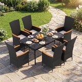 Vrt 2 ne stolice, set od 2, visoki naslon od ratana, uklonjivi jastuci za sjedenje, za balkon, terasu, crne | shoptok.hr