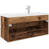  Ormarić za sudoper ugradbenim umivaonikom i slavinom Staro drvo Smeđa 100 x 38.5 x 45 cm | Shoptok.si